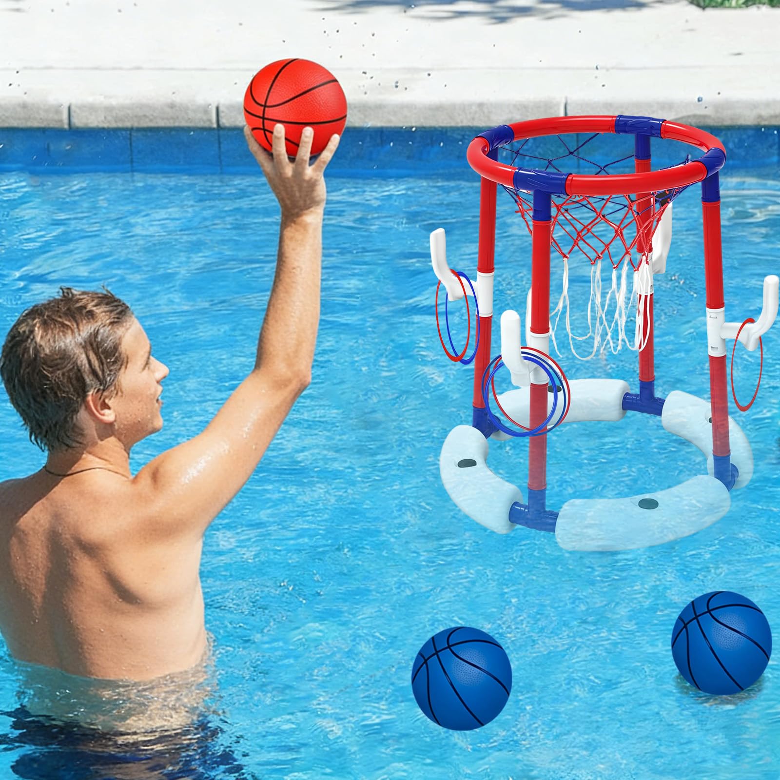 Schwimmender Basketballkorb für Pool, aufblasbares Spielzeug für Beachparty Hawaii