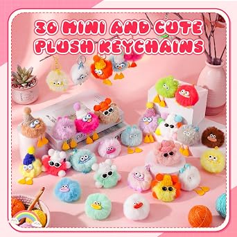 Equsion 30 Pcs Mini Plush Keychain Bulk Party Favors Keychains End of The Years Gifts Bag Purse Charm Bag Stuffers Prizes