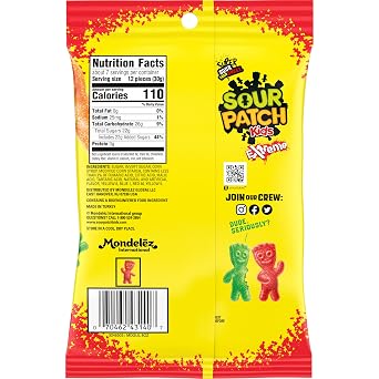 SOUR PATCH KIDS Extreme Sour Soft & Chewy Gummy Candy, 7.2 oz
