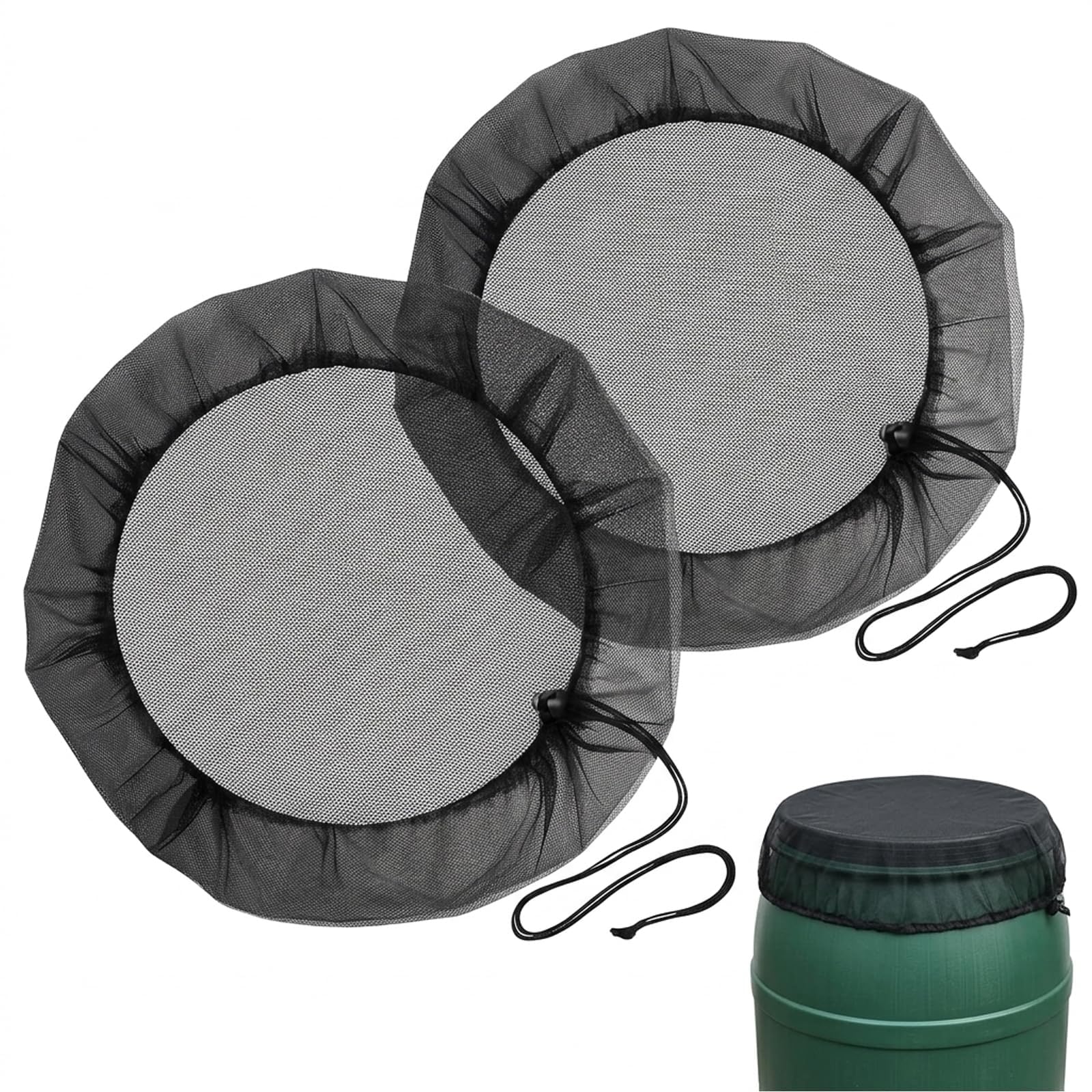 2 Pcs Rain Barrel Cover, 60cm Bucket Cover Netting for Rain Barrels Tank, Anti Rat Mesh,Leaf and Bug Protection Mesh Screen for Outdoor Garden Water Collection-image-24