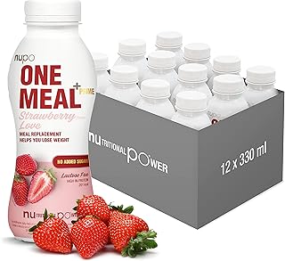 NUPO One Meal +Prime Shake – Strawberry I Delicious meal replacement for weight loss I Ready-to-Drink I 12 x 330 ml I appr...