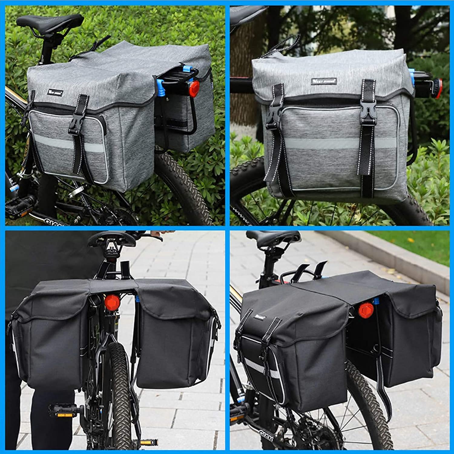 W imieniu jazdy Rower Bag Rower górski Rower górski Tyłek Półka Duża Pojemność Jazda na długich dystansach Siedzenie Tylna Torba Ogon Wyposażenie jazdy 28l (Color : Grey)