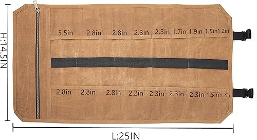 Miniatura 2 de Rollo de herramientas de lona encerada resistente, resistente e impermeable (caqui)