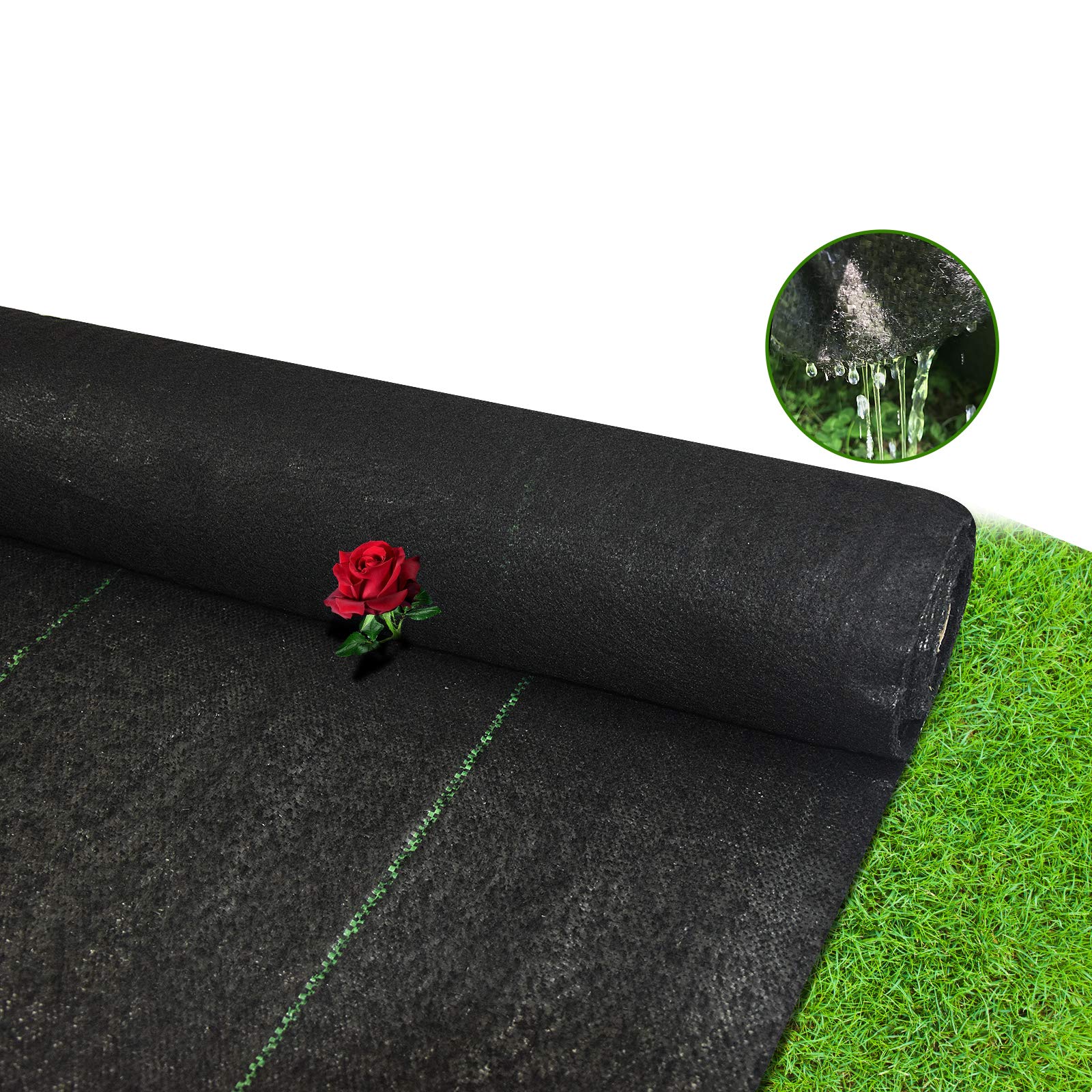 SQUEEZE master Pro 5oz Weed Barrier Landscape Fabric Woven- 4x50ft - Heavy Duty Gardening Mat - Woven with PP & Cotton,1 Pack