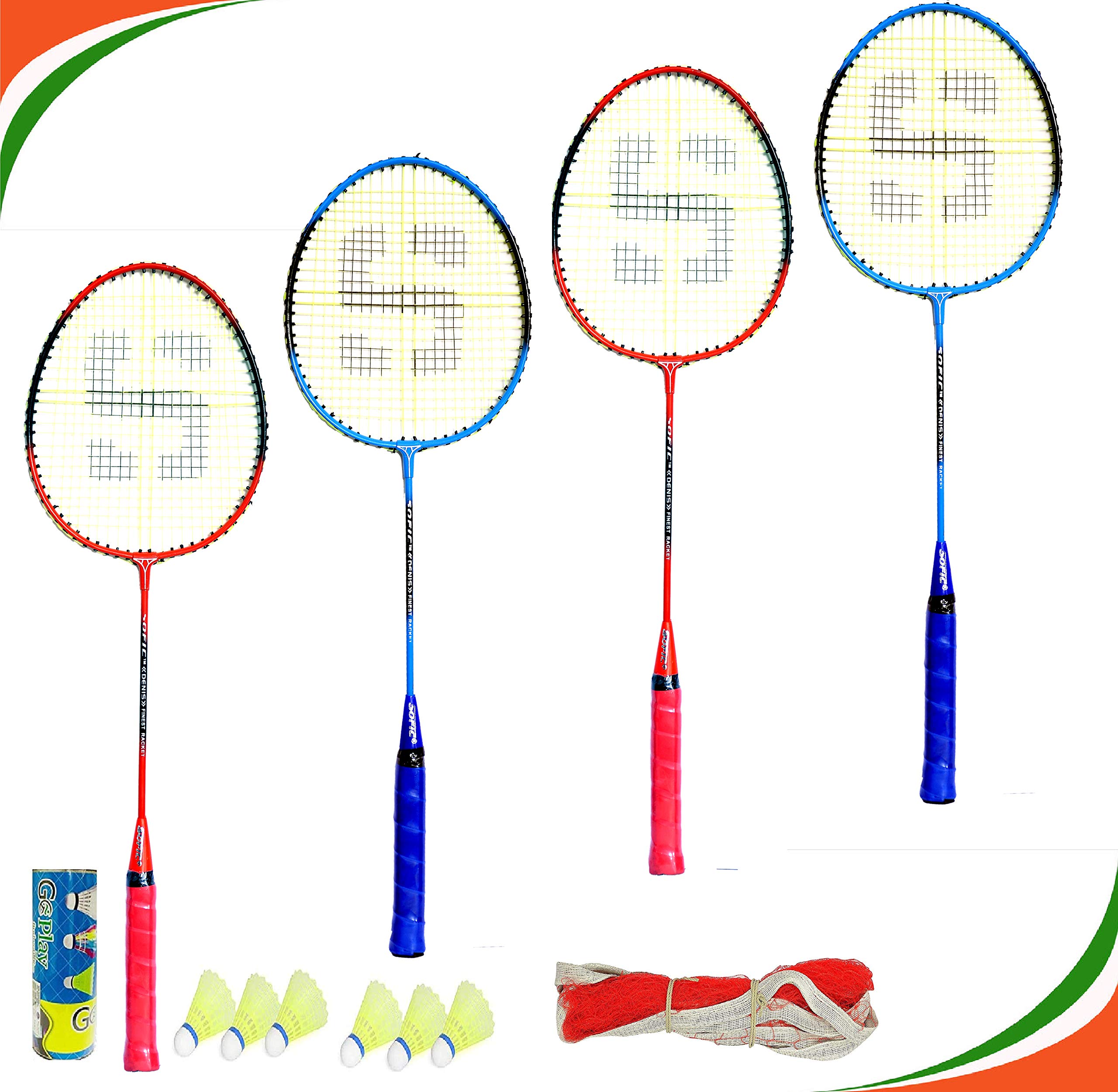 Shivgan Steel Extra Super Combo Multicolour Badminton (Set of 4 Racquet) and 6 Nylon Shuttles with 1 Badminton Net (B08T7MMMMG) Amazon Price History, Amazon Price Tracker