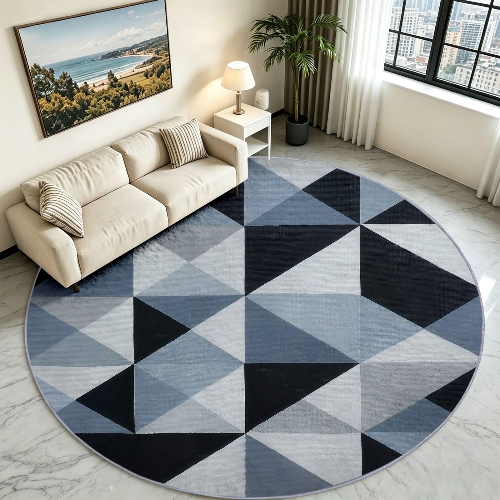 Générique Dywan do pokoju dziecięcego dziewczynki chłopiec okrągły Ø 100 cm stylowa geometria mata podłogowa dekoracja antypoślizgowa - miękkie pełzanie do salonu kuchni stolik kawowy, trójkątny