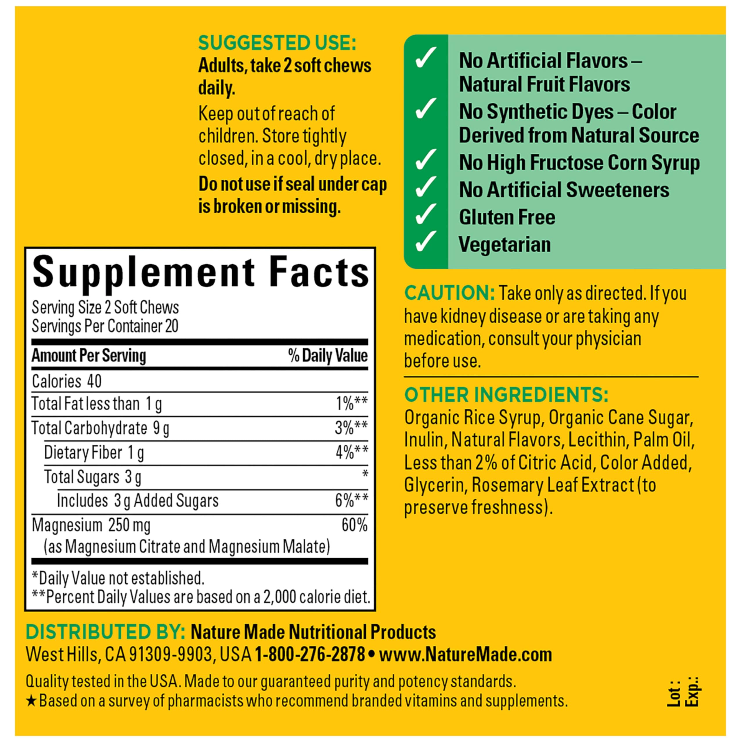 Nature Made High Absorption Magnesium Complex Soft Chews, 40 Count — Amazon image 8