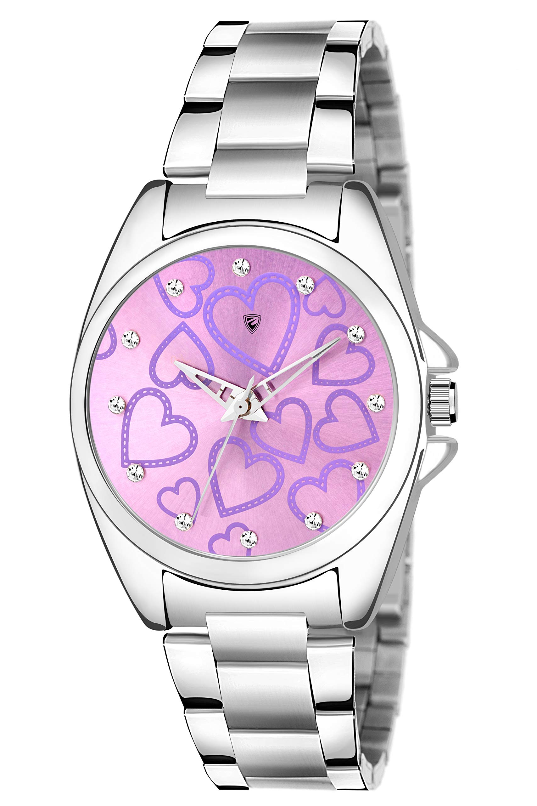 EDINARO Elegant Analogue Round Studded Dial With Stainless Steel Bracelet Strap Girls & Womens Wrist Watch, Dial_Purple, Band_Silver (B085B3GNGL) Amazon Price History, Amazon Price Tracker