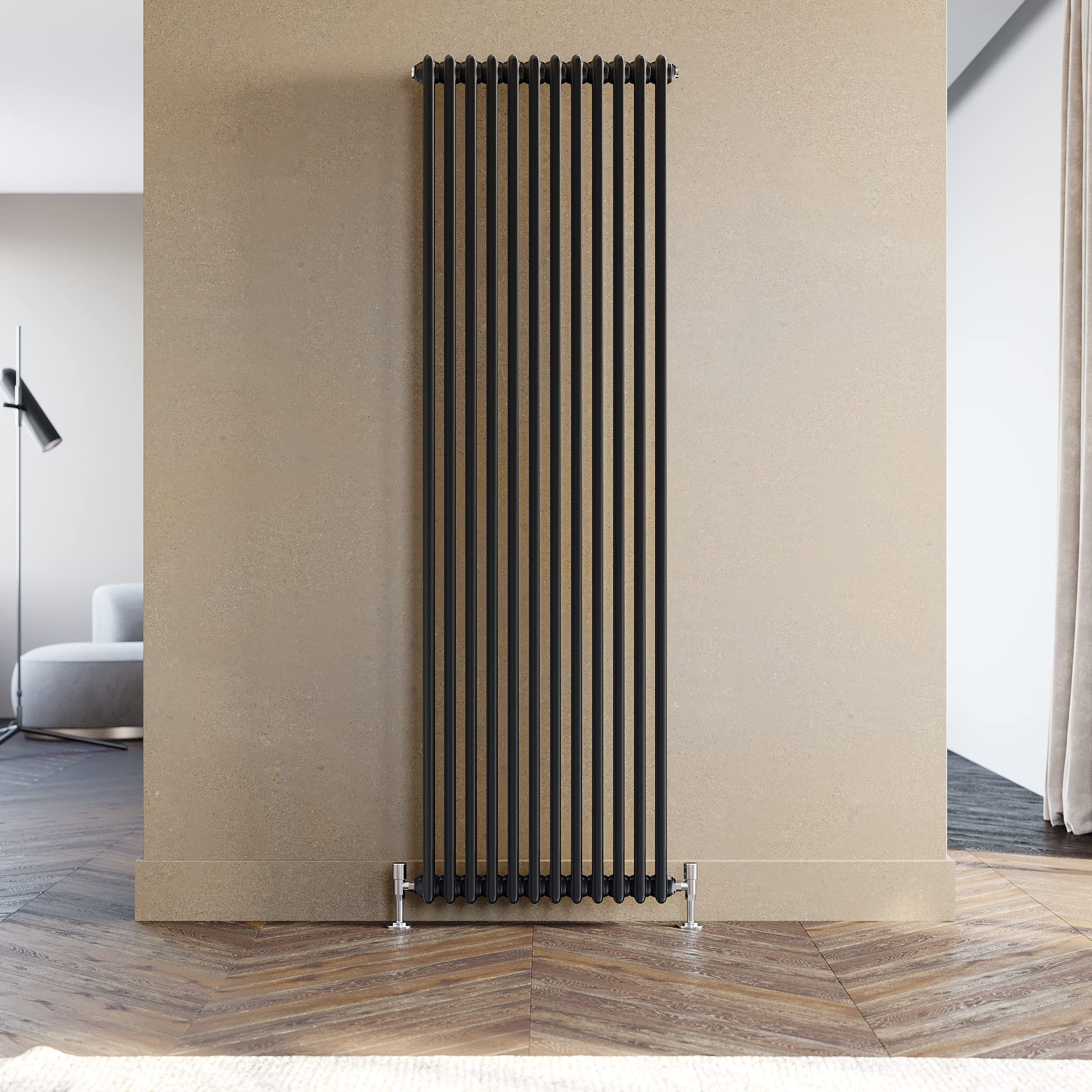 ELEGANT Traditional Radiator Black Vertical Radiator 1800 x 560 mm Double Column Cast Iron Heater Central Heating Rad