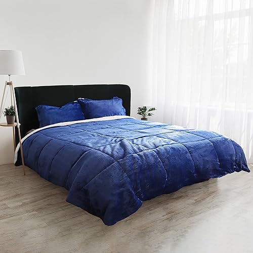 Catalonia Juego de edredón Sherpa tamaño King, juego de ropa de cama de microvisón mullido, reversible, ultrasuave, 3 piezas, 1 edredón y 2 fundas