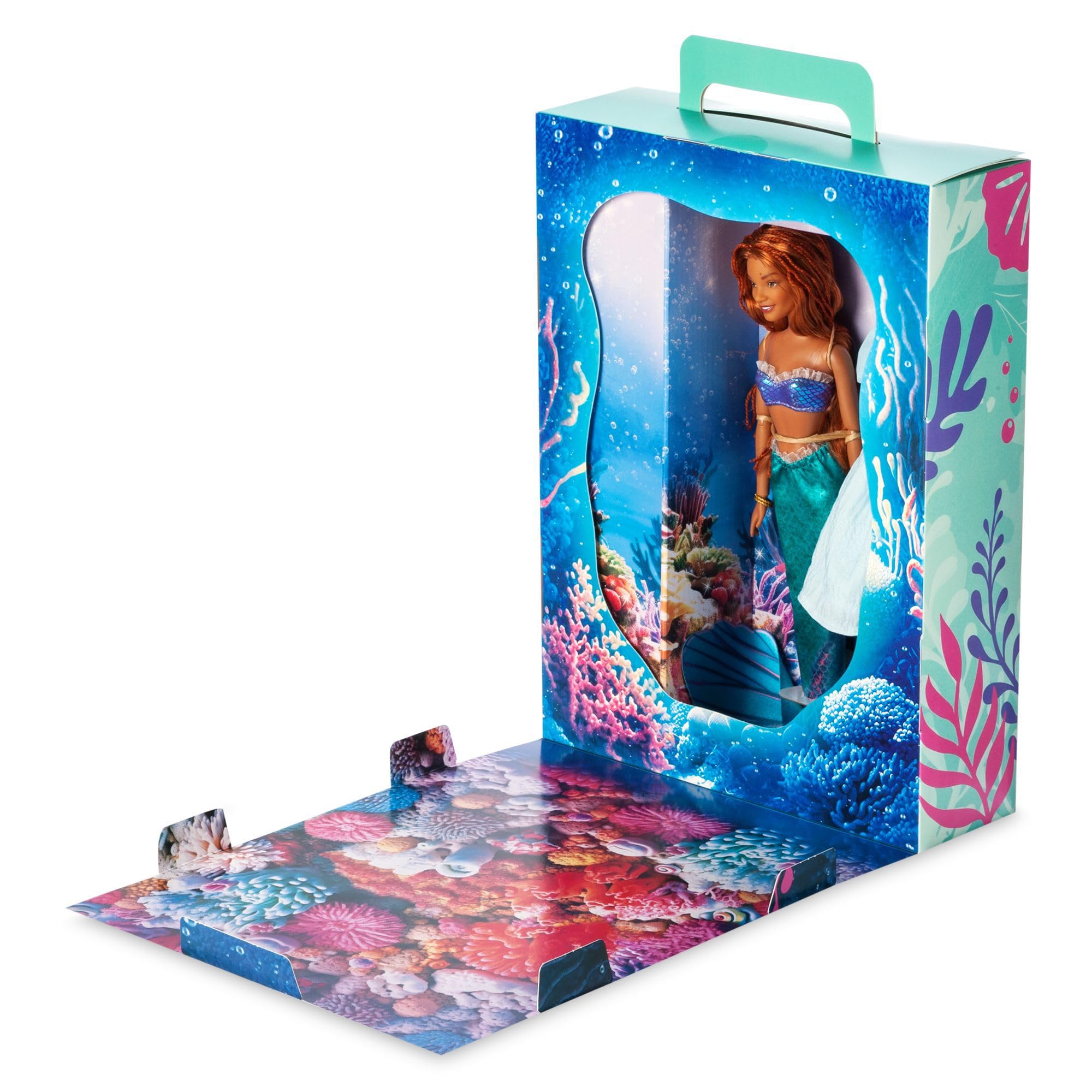 Disney Store Official Ariel Story Doll, The Little Mermaid (Live Action 2023), 24.5cm/9, With Sebastian, 2 Outfits, Accessories, Colouring & Activity Pack, Box that Folds to a Play Stage, Ages 3+ - Image 3