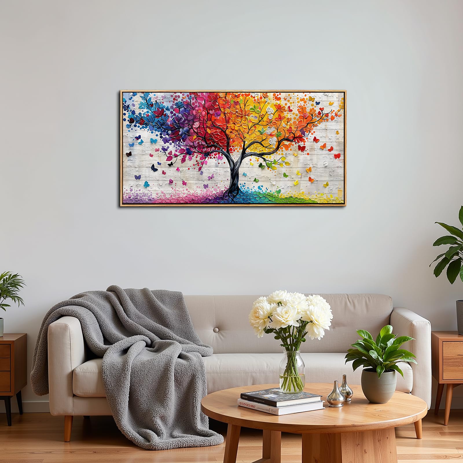 SERIMINO Tableau Decoration Murale Arbre de Vie Grand Cadre 50x100 cm