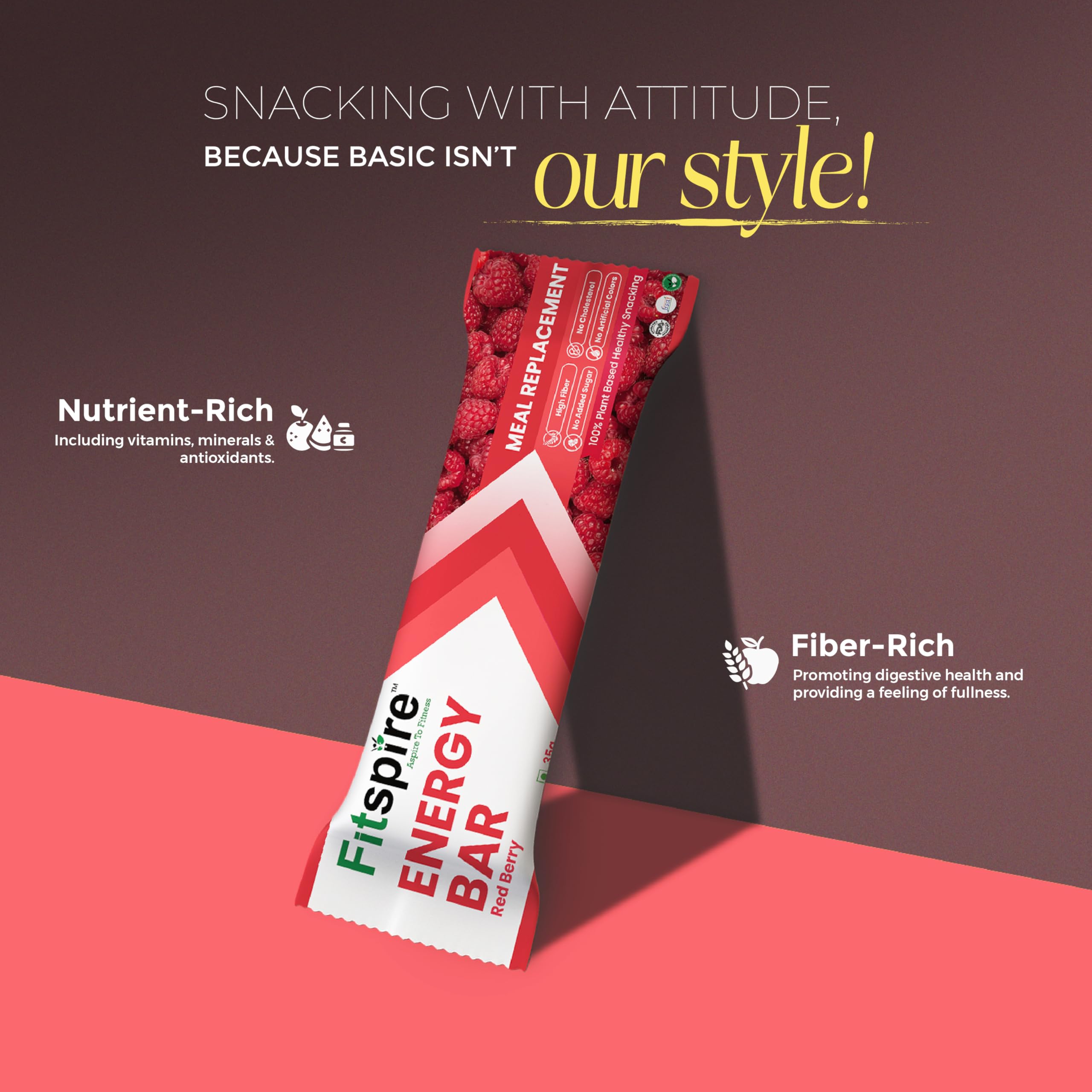 Fitspire Quinoa Almond Energy Bar, Pack of 6 Each 35g | Packed with Flakes, Nuts, Seeds & Oats | High Protein & Fibre Crunchy Granola Bars | 100% Plant-Based | With Almonds, Red & White Quinoa - Image 6 thumbnail