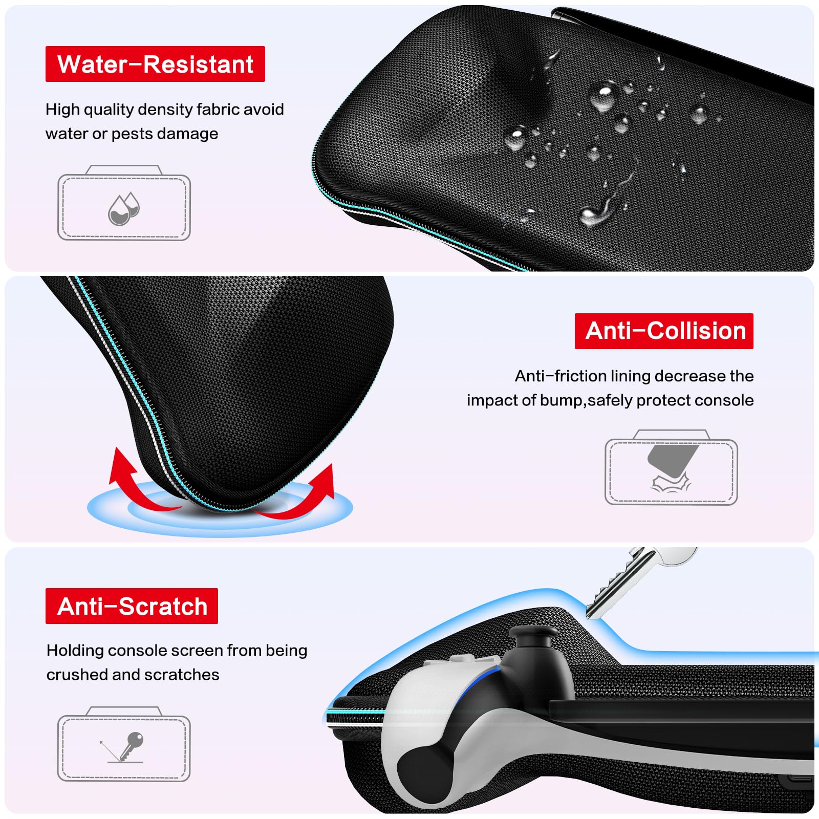 iVoler Etui do PlayStation Portal Remote Player z funkcją ładowania + 2 szt. szkła hartowanego. Sztywna torba podróżna, wstrząsoodporna, czarna