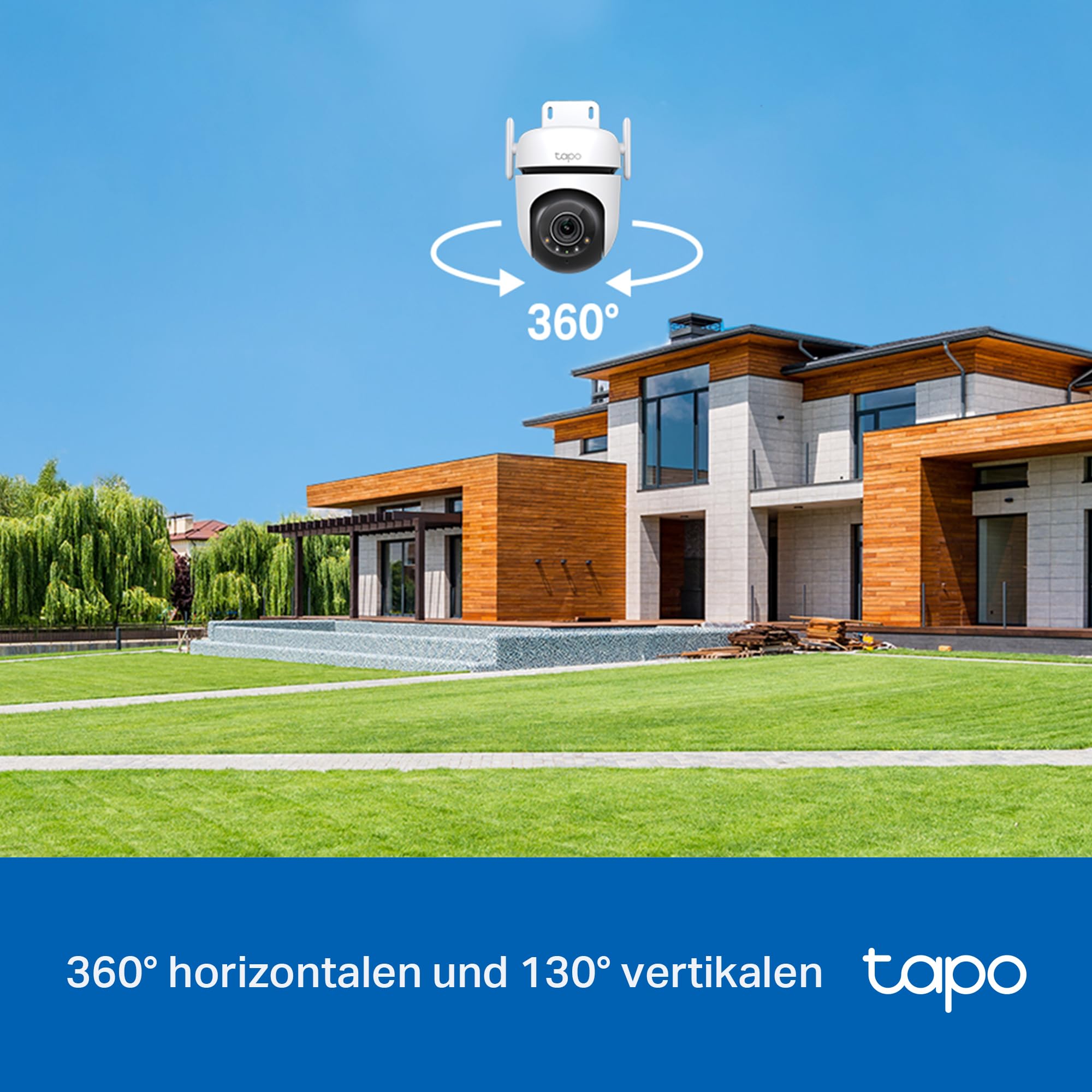 Tapo TP-Link C520WS Überwachungskamera Außen, Starlight Farbe Nachtsicht,360° Kamera aussen, 2K 4MP, 2 leistungsstarke Antennen,IP66 wetterfest, Sicherer lokaler&Cloud-Speicher, AI-Erkennung, APP