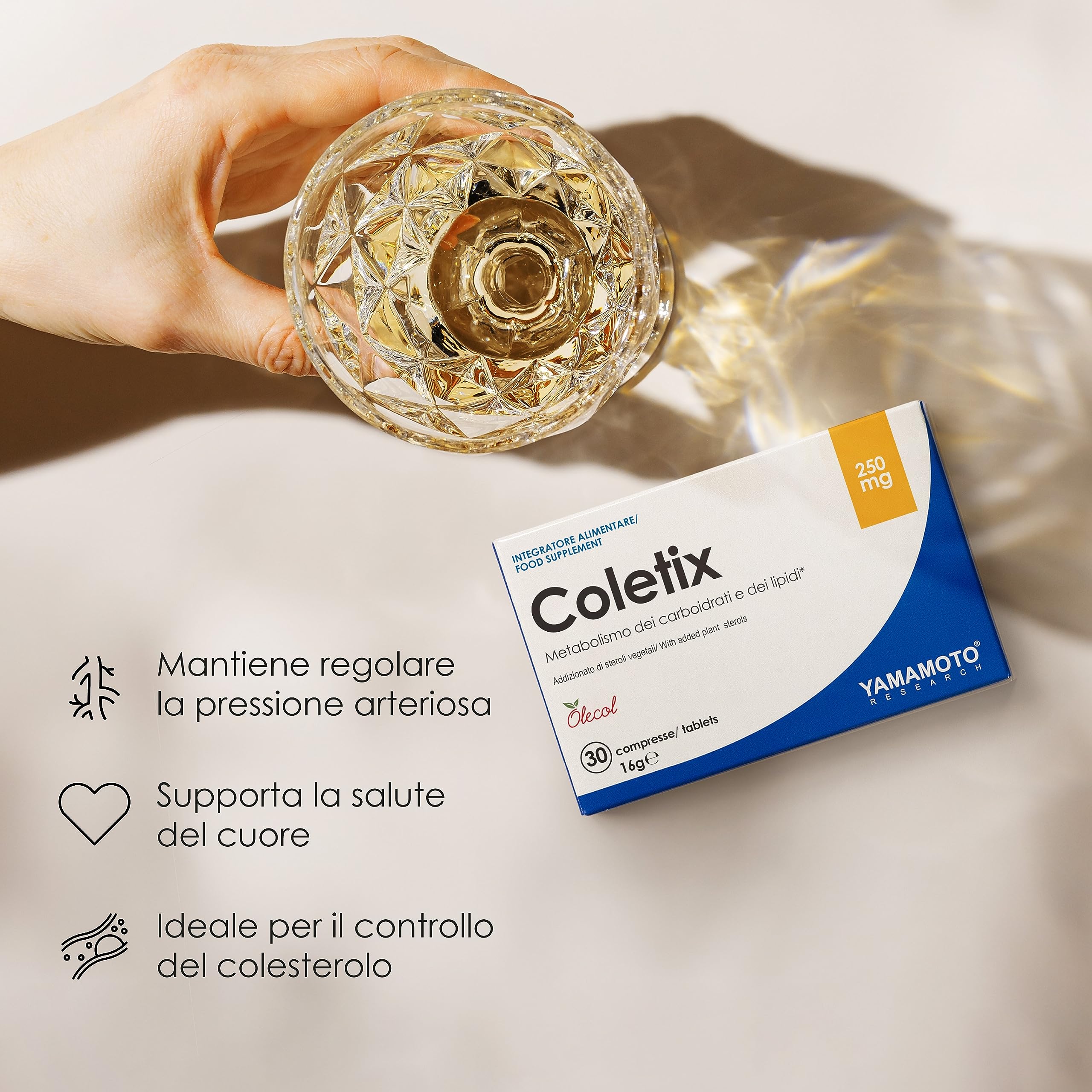 YAMAMOTO RESEARCH Coletix New Formula 30 compresse, integratore alimentare a base di riso rosso fermentato (Monascus purpureus), con gamma orizanolo e coenzima Q10. Supporta la salute del cuore