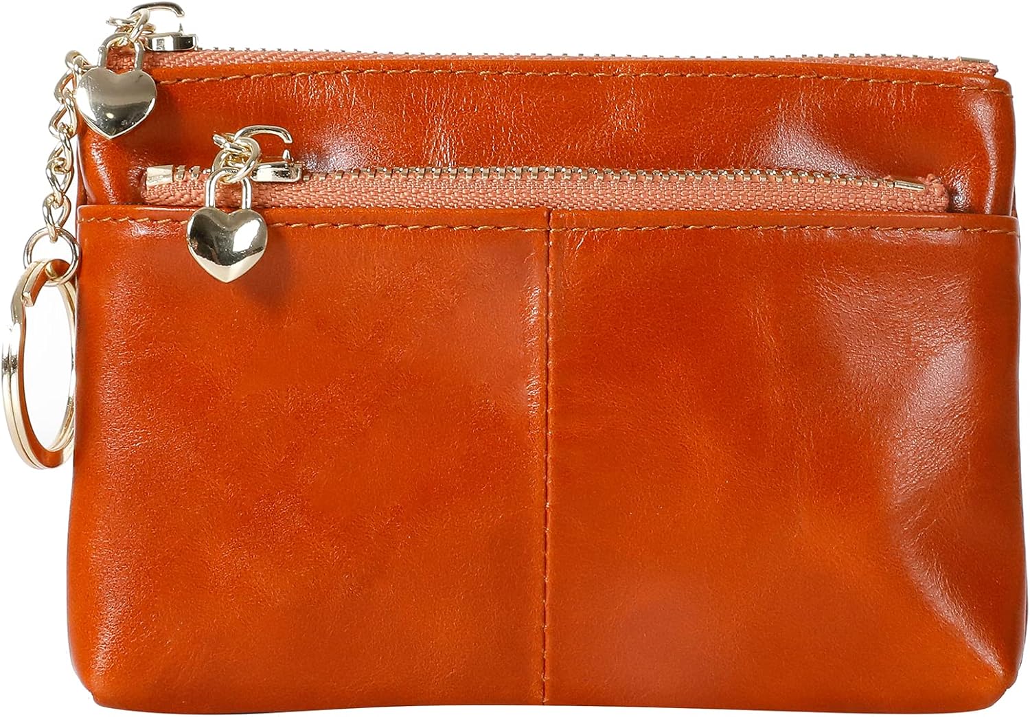 Durable Small Coin Purse For Women, Leather Triple Zipper