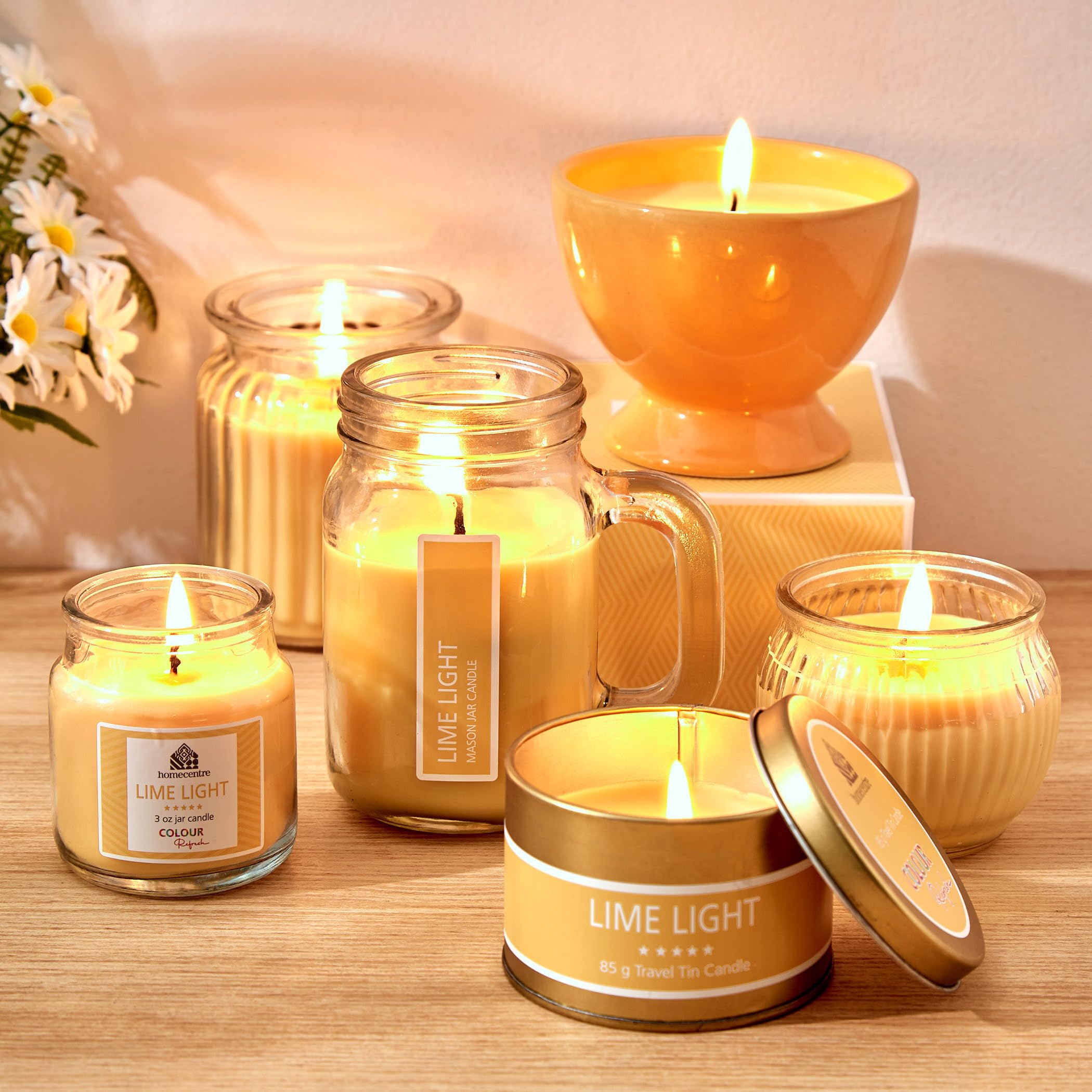 J2NNI5 Scented Candleセット Home Centre Colour Refresh Set of 2 Lemon Grass Scented Jar