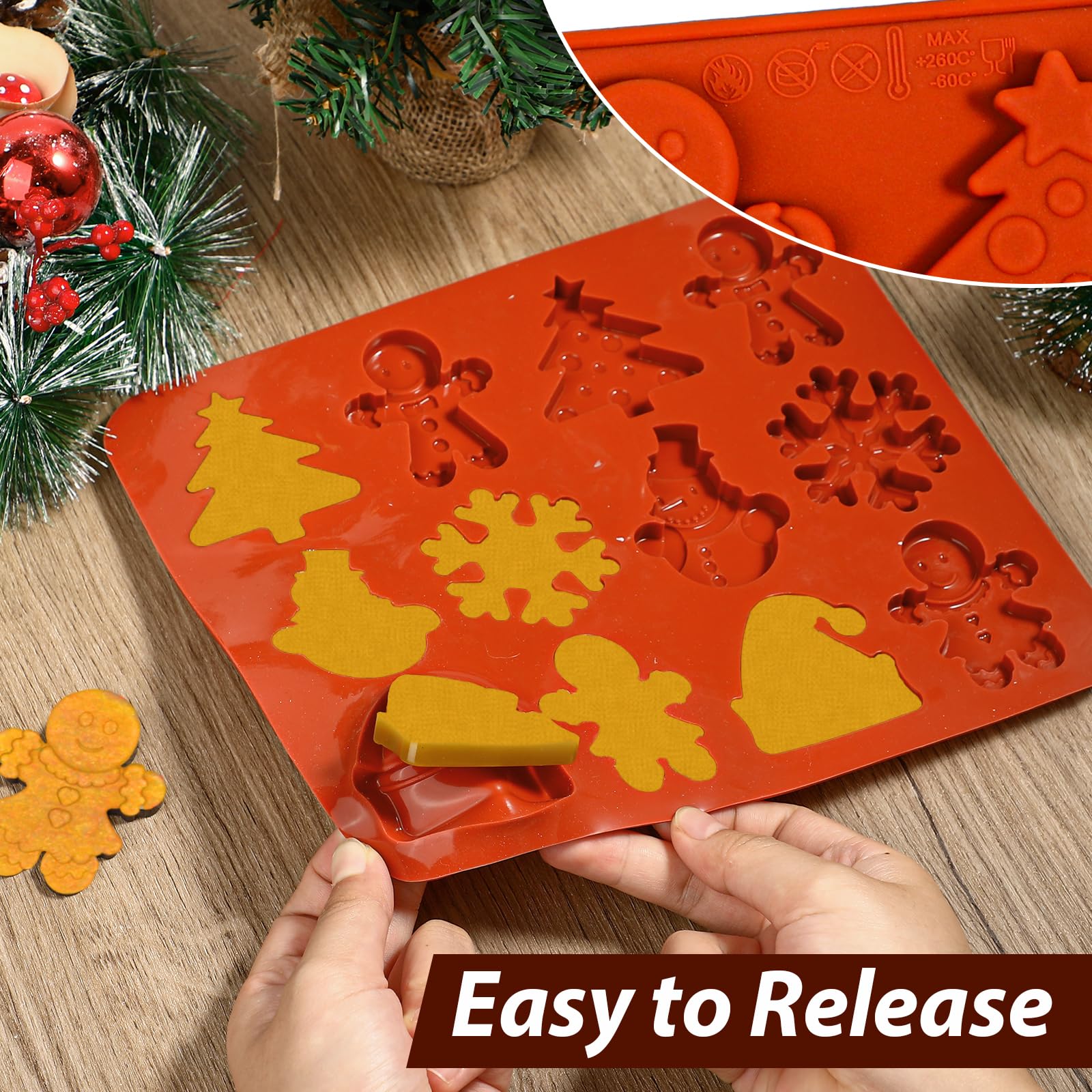 Lot De 2 Mini Moules En Silicone Pour Pain D'épices - Formes étoile, Cœur, Sapin, Bretzel - Idéal Noël, Pâtisserie