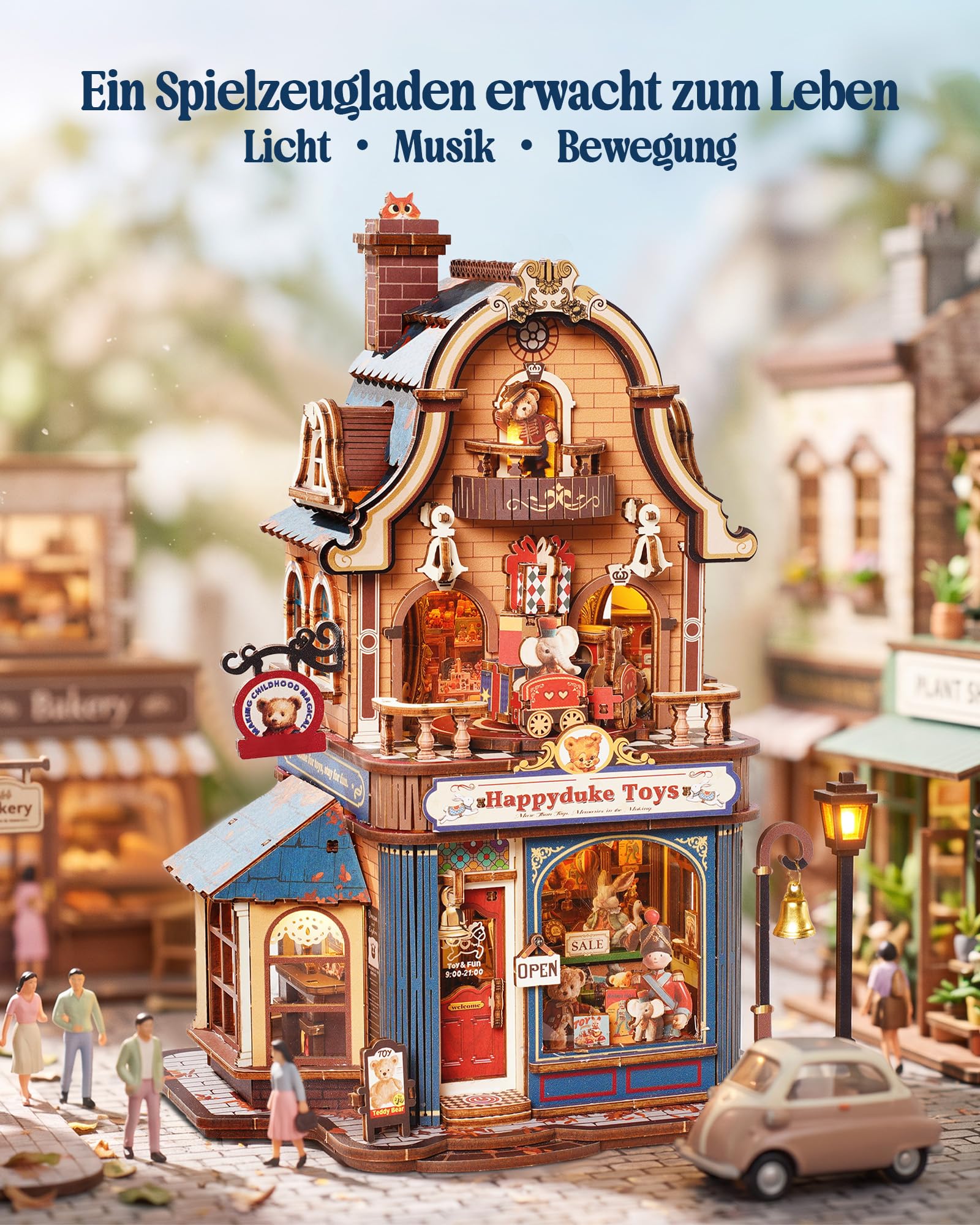 ROBOTIME 3D Holzpuzzle Spielzeugladen mit Licht und Bewegung, EAM01