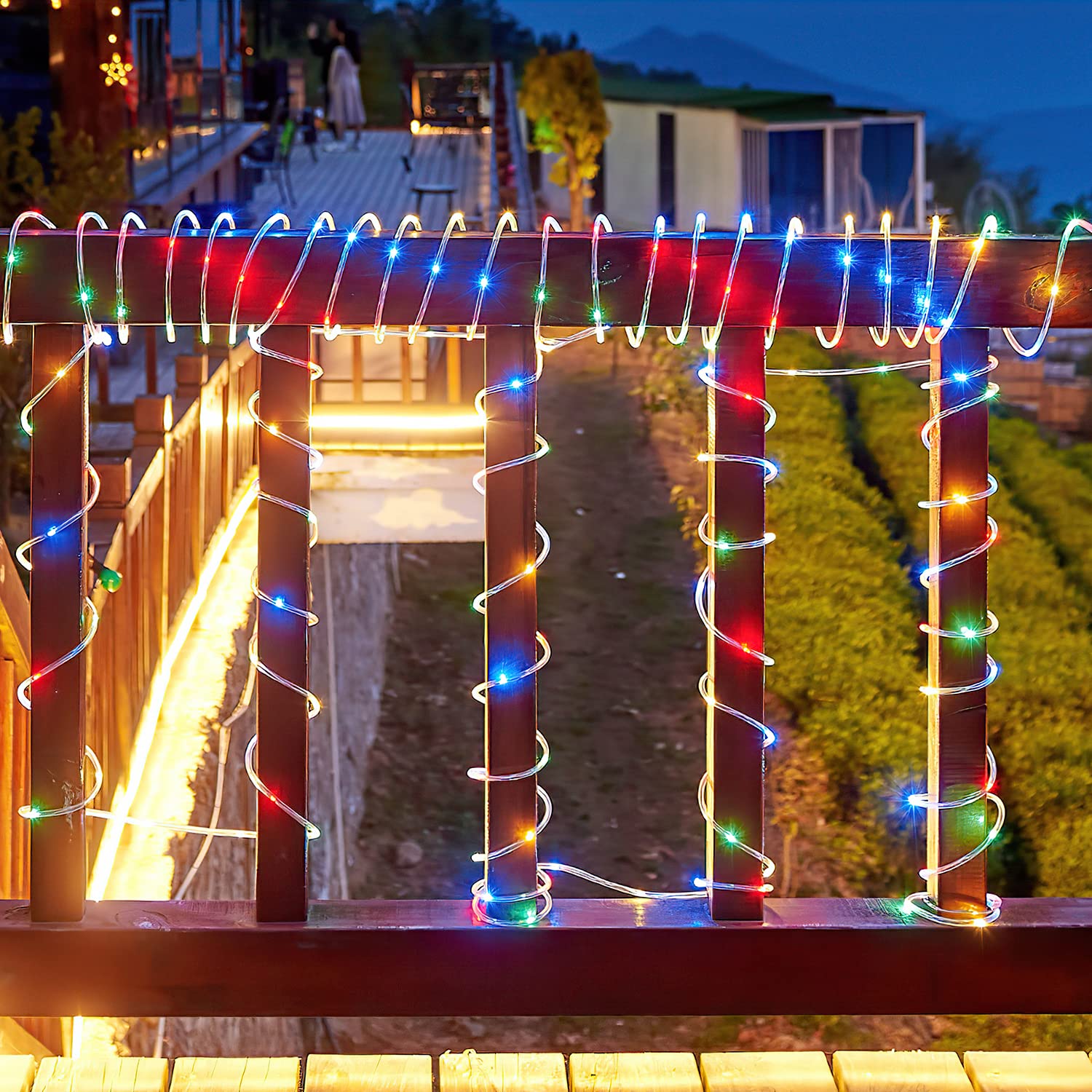 Jopassy 30M Tubo LED 220V Navidad IP65 Impermeable Luces Exterior Manguera 8 Modos Controlador Colorido
