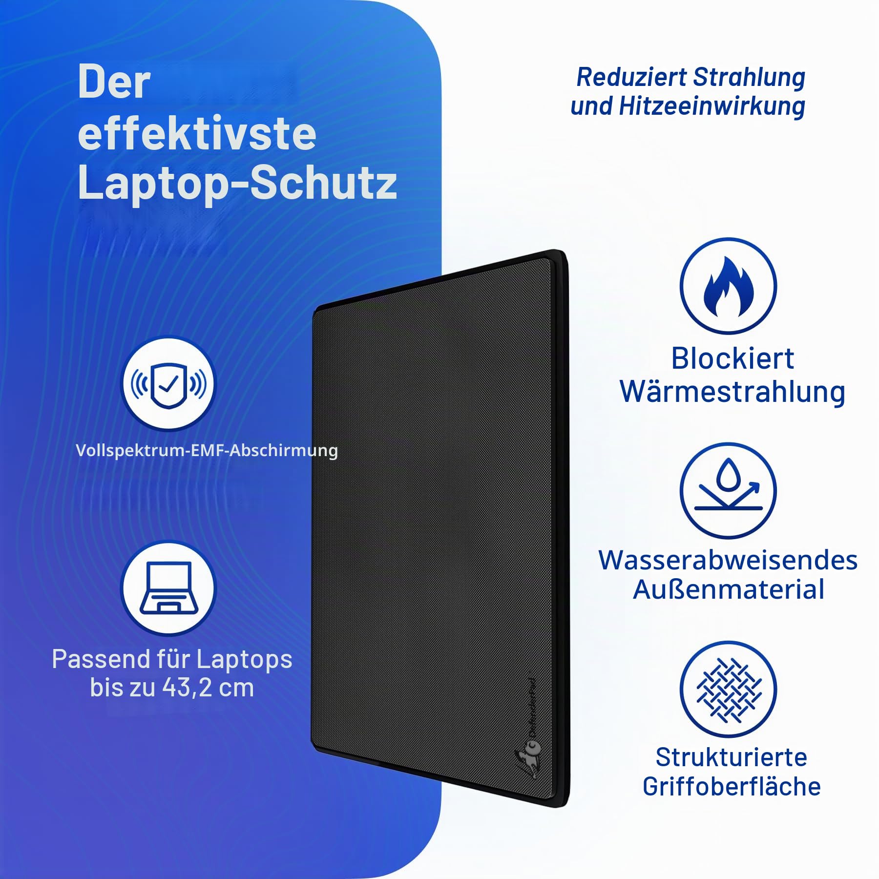 DefenderPad Hitzeschutzmatte / Strahlenschutzmatte, für Laptop / Notebook