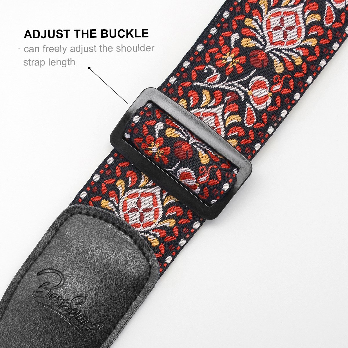 bestsounds Leder verstellbarer Gitarrengurt – Jacquard Gewebe Gitarrengurt für elektrische und akustische Gitarren HJGS-0D