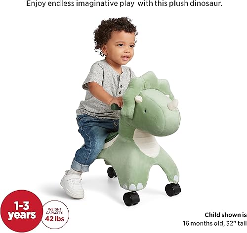 Miniatura 4 de Radio Flyer - Juguete para montar de Dash el dinosaurio rodante para niños pequeños de 1 a 3 años, color verde