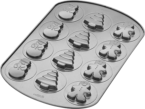 Miniatura 7 de Wilton Molde antiadherente para galletas de Navidad, 12 cavidades (hombre de jengibre, árbol, muñeco de nieve)