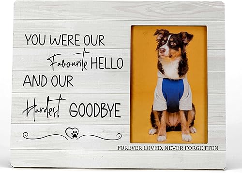 FONDCANYON You Were Our Favorite Hello and Hardest Goodbye Pet - Marco de fotos conmemorativo para mascotas, perros y gatos, regalo de condolencias