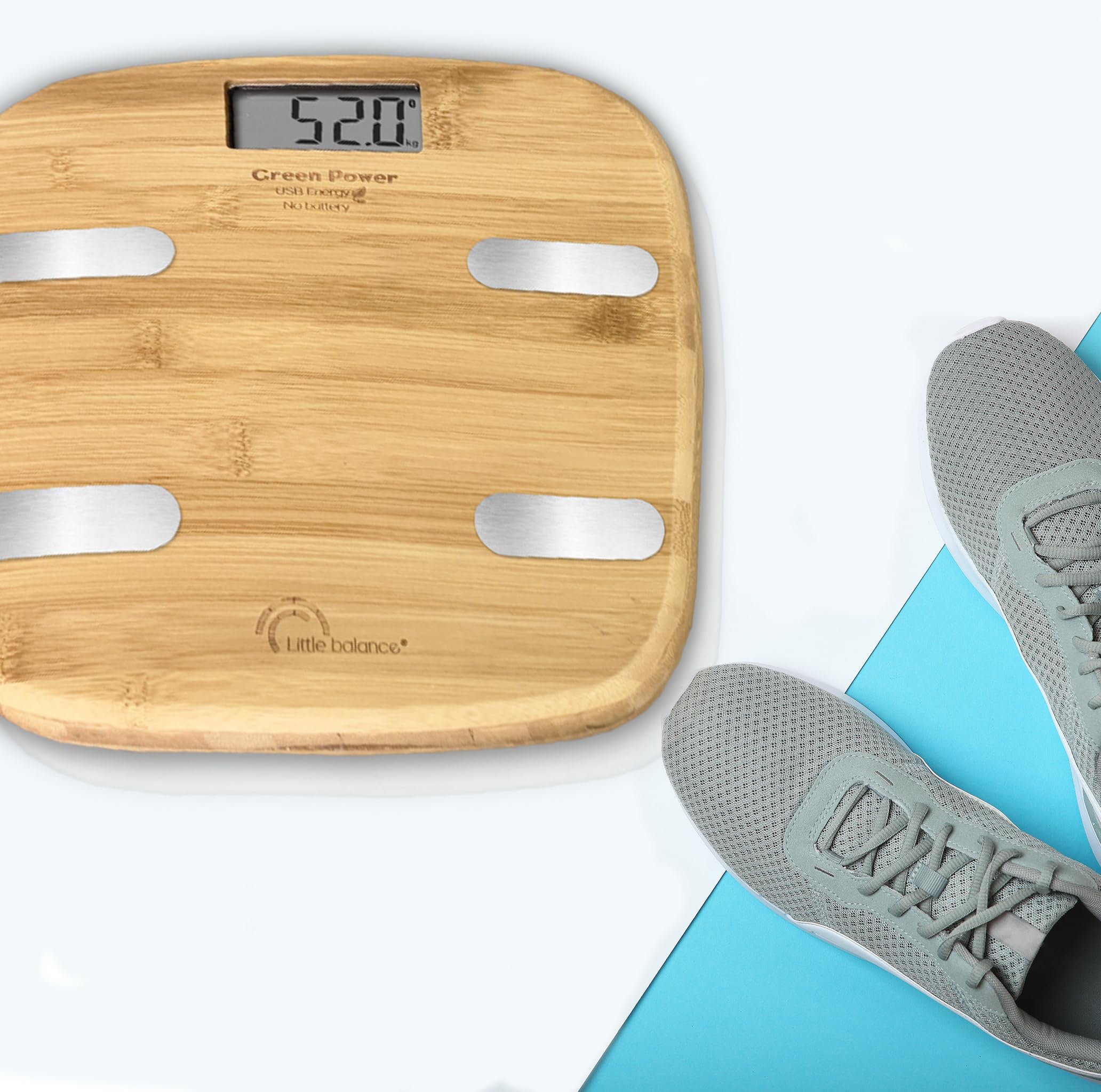 Little Balance 8359 Fitdays USB impédancemètre connecté sans pile, 150 kilograms, Bambou véritable