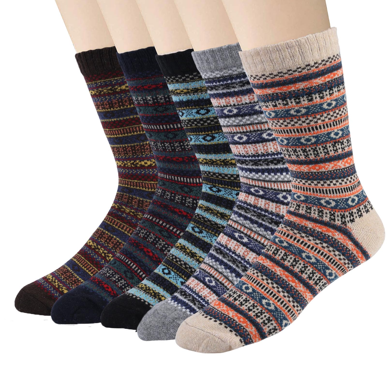 Mens Wool Socks for Winter Thick Warm Hiking Sock Soft Casual Nordic Boot Socks