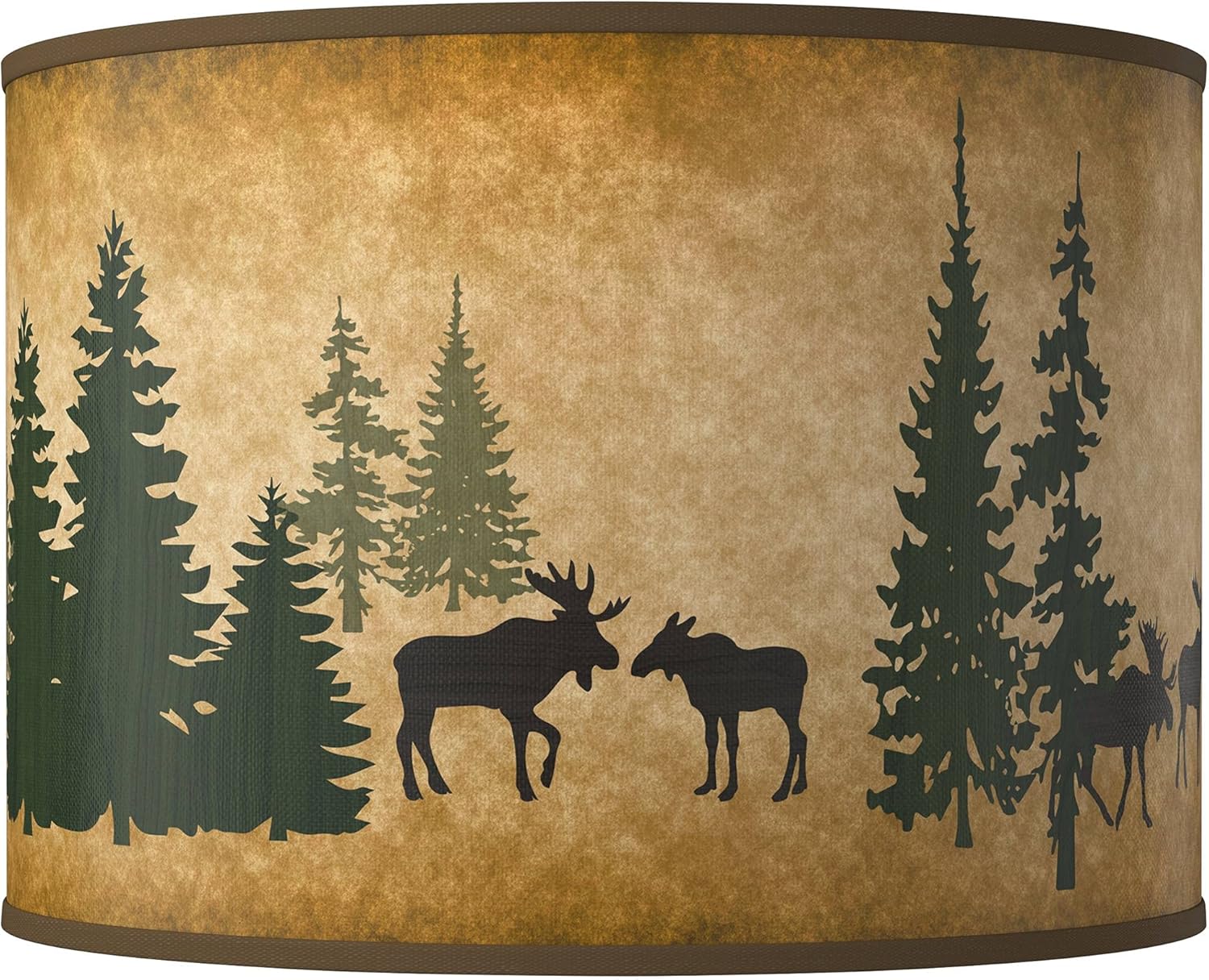 Hardback Giclee Drum Print Lamp Shade (Pre-Assembled) Moose Lodge Brown Large 15.5" Top x 15.5" Bottom x 11" High Spider with Replacement Harp and Finial Fitting - Giclee Glow