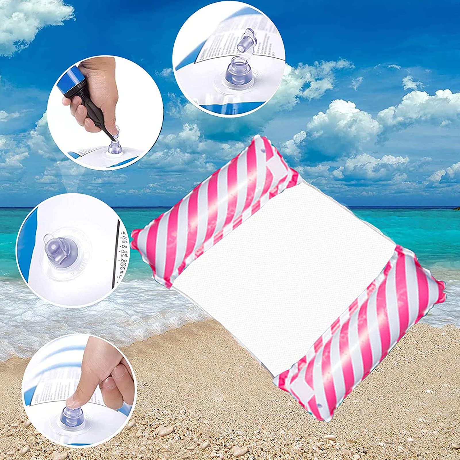 Hamac Eau Gonflable 4-en-1 – Matelas Piscine Avec Filet – PVC Durable – 122×70 Cm – Adulte/Enfant – Été