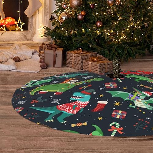 Miniatura 6 de Falda de árbol de dinosaurio de Navidad de 36 pulgadas para Feliz Navidad, Halloween, vacaciones, Año Nuevo, Navidad, fiesta, árbol, decoración,