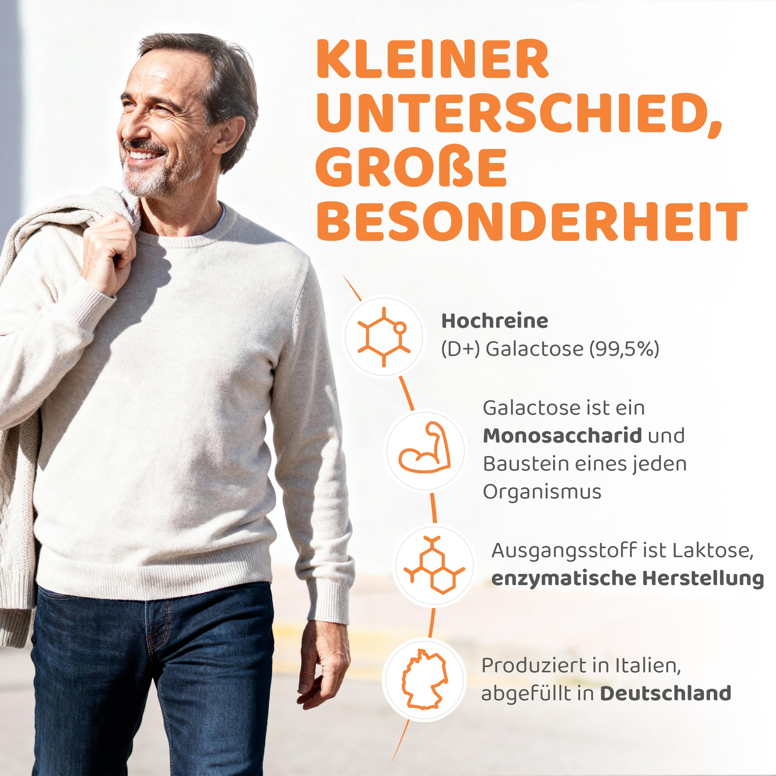 vitaworld D(+) Galactose Pulver, 3 Dosen (je 500g) | 120-Tagesvorrat, Einfachzucker für das Gehirn, ohne Zusätze, vegetarisch, glutenfrei und laktosefrei