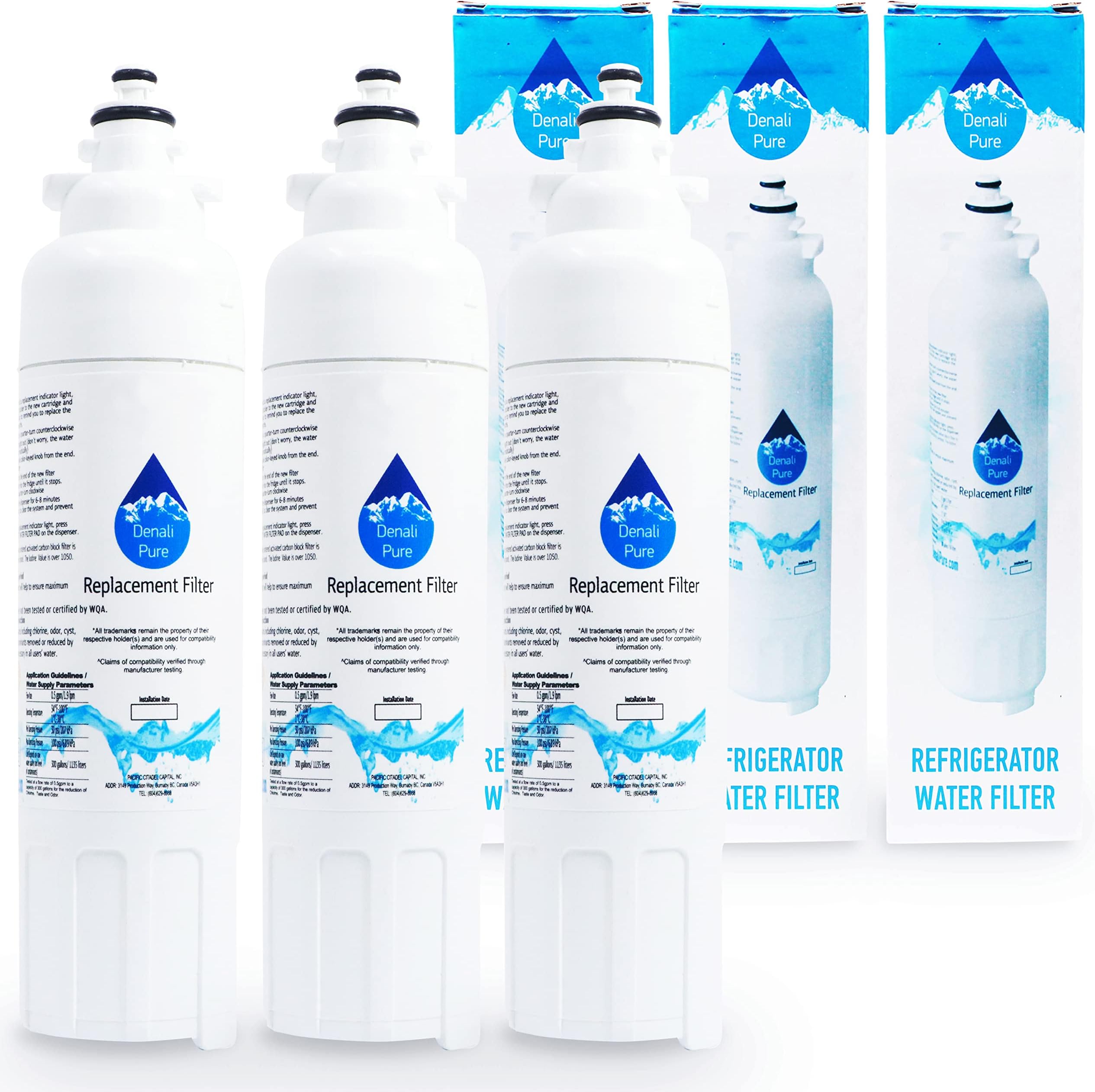 Replacement LG LT800P Refrigerator Water Filter - Compatible LG LT800P, ADQ73613401 Fridge Water Filter Cartridge by Denali Pure