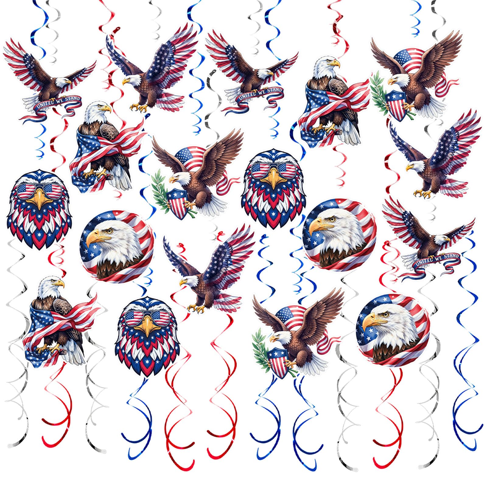 Shntig Patriotic Helical Hanging Decorations for Independence Day Party with and Paper Materials Seasonal Ornament and Paper Hanging