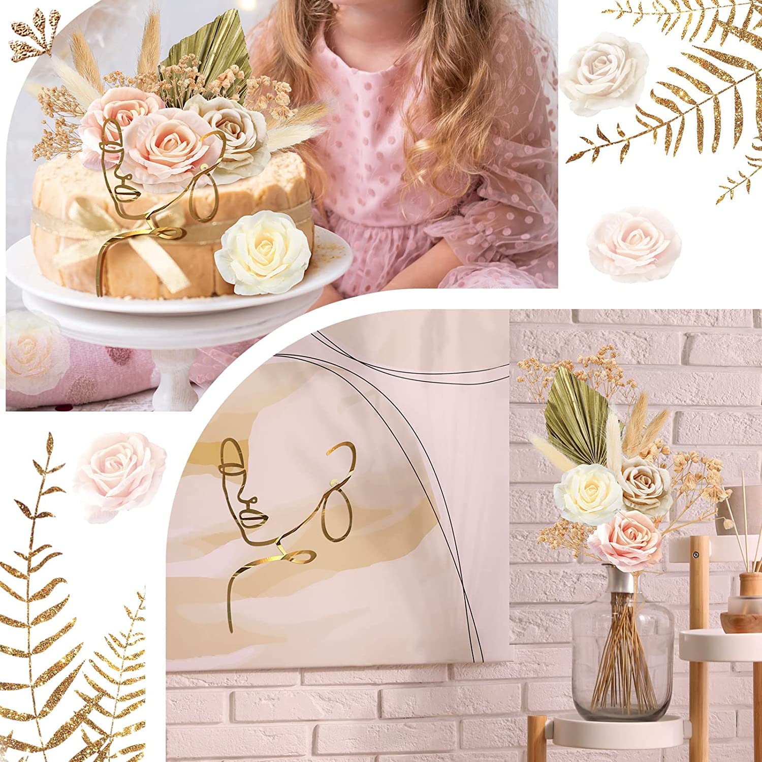 Decorazioni Per Torte 22 Pezzi - Set Elee Con Inserti In Oro Rosa E Champagne - Foto 4