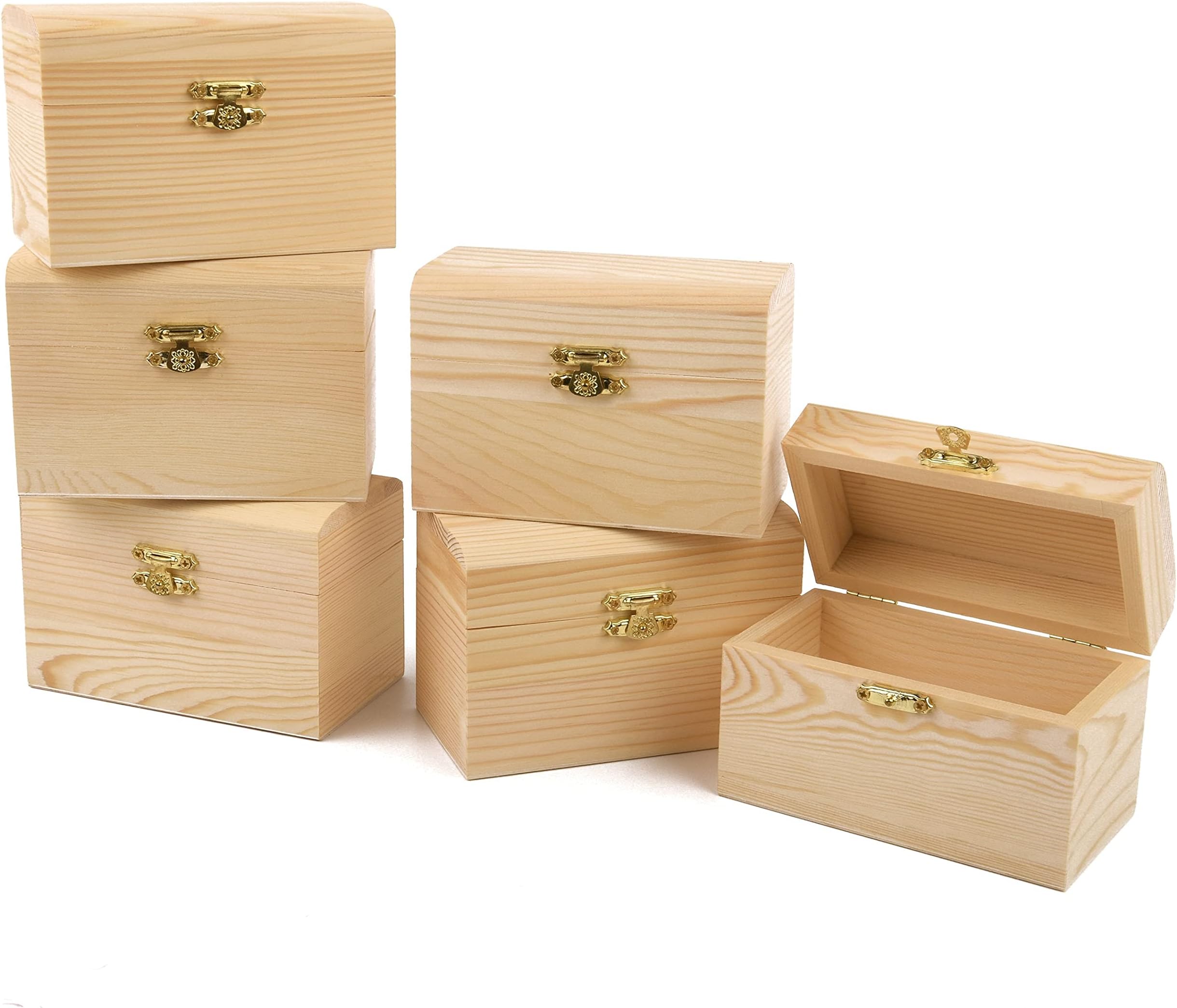 Lot De 12 Mini Coffres Au Trésor En Bois De Pin – 9 X 5,5 X 5 Cm – Avec Couvercle Et Fermoir Vintage – Pour Bricolage, Fêtes, Rangement - 7