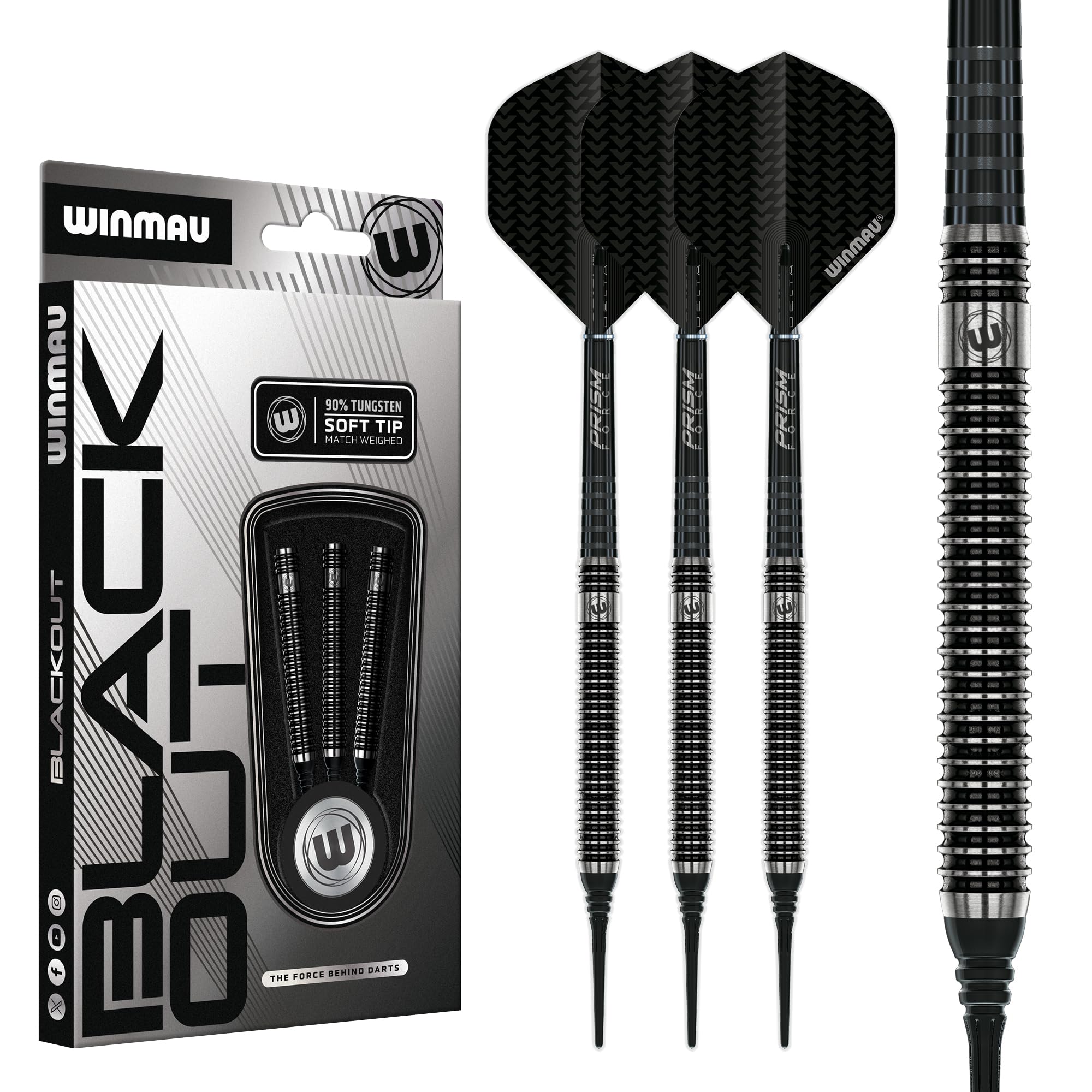 WINMAU Blackout 18g Softip Profi Wolfram Dartpfeile Set