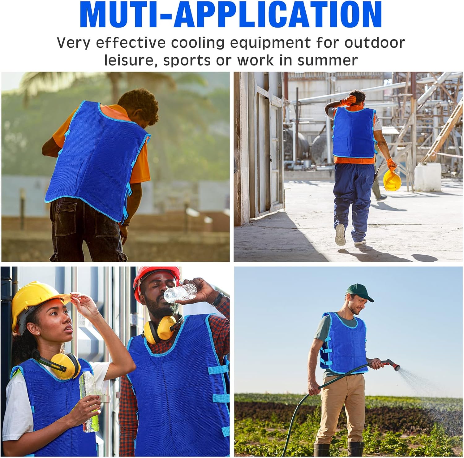 Hicarer 4 Pcs Cooling Vest for Men with 48 Ice Bag Adjustable Ice Vest Suit Heat Relief Cool Jacket for Hot Weather Working - Image 6