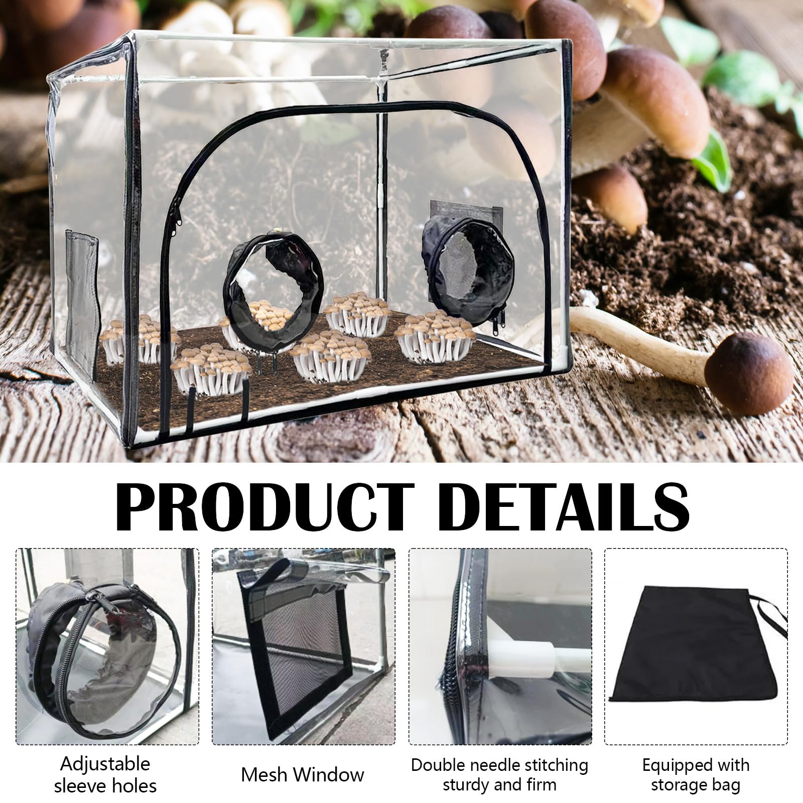 Still Air Box para Hongos, Mushroom Micología Campana Extractora Mushroom Bag Plant Propagation Station Carpa Plegable para Esporas Cultivo Versátil Suministros de Horticultura