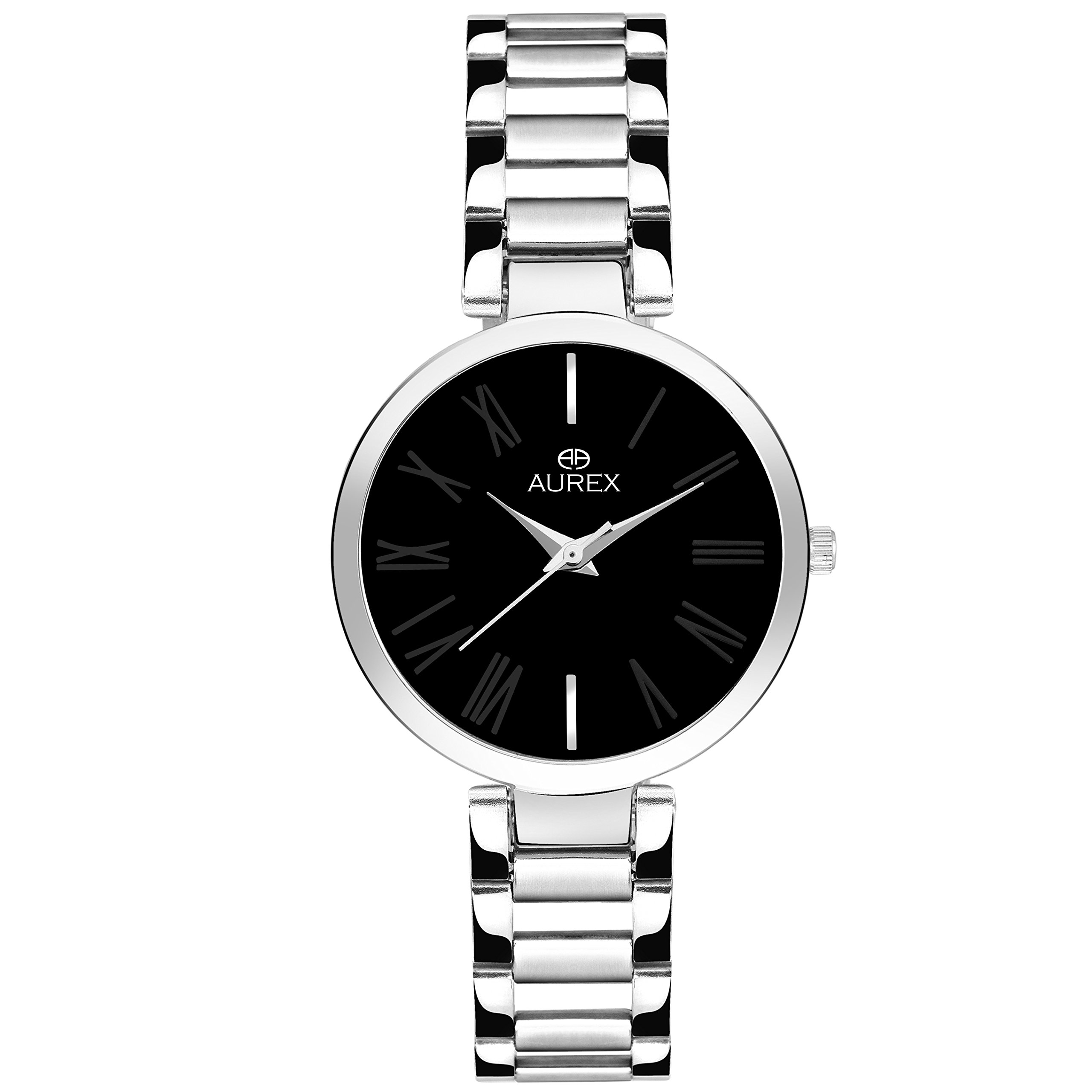 AUREX Analogue Girls & Womens Watch (Black Dial Silver Colored Strap) (B07C81X1N2) Amazon Price History, Amazon Price Tracker