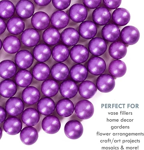 Miniatura 4 de Galashield Canicas para jarrones  Rellenos de jarrones de vidrio a granel  Cuentas de vidrio para jarrones, mármol redondo morado de 1 libra,