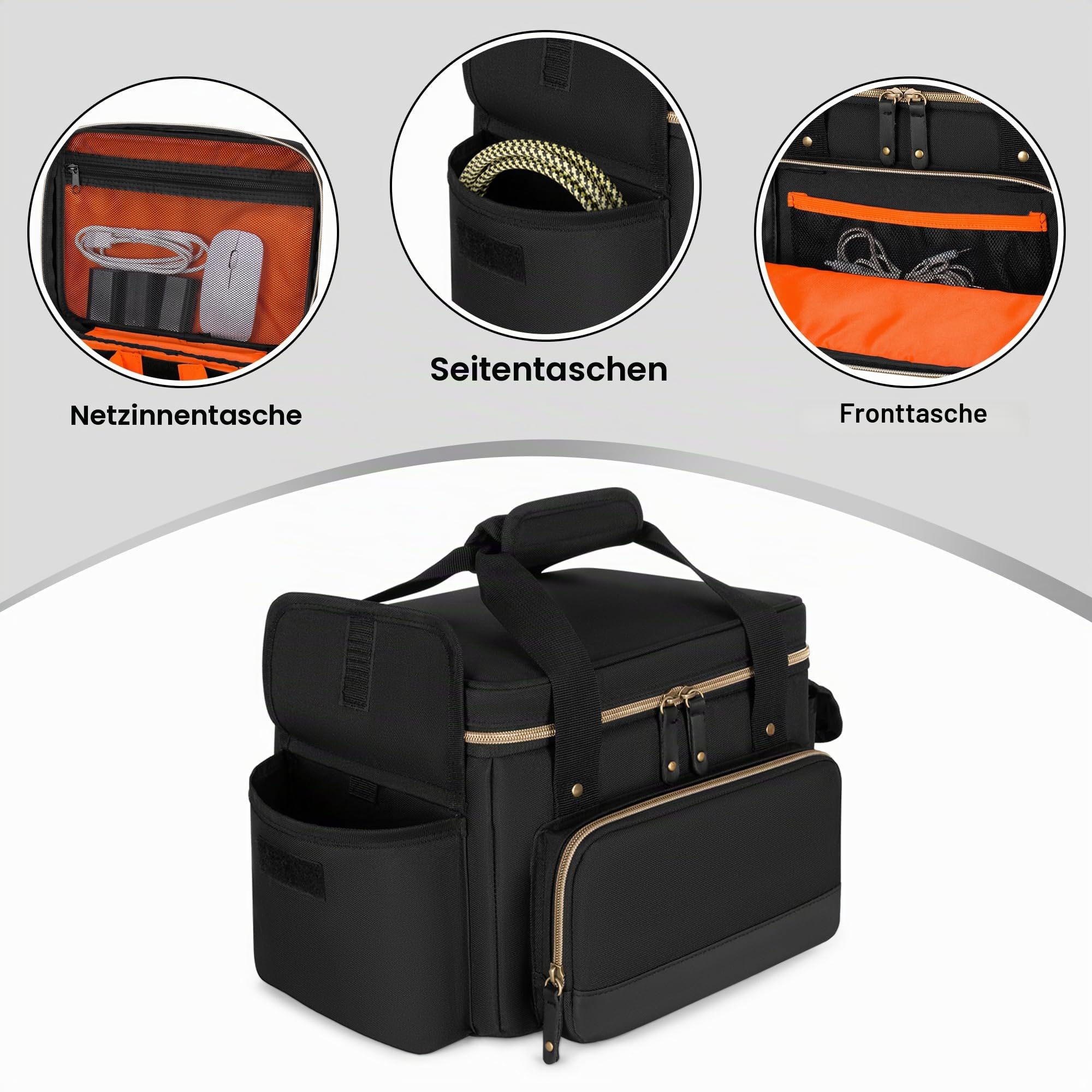 Damero DJ Tasche, Kabeltasche für DJ Auftritte mit Verstellbaren Unterteilungen, DJ Mixer Tasche, Kabel Organizer für DJ Gear, Musik Equipment und Zubehör