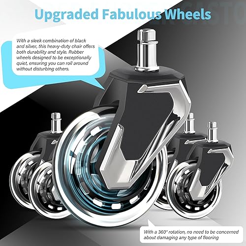 Miniatura 5 de Silla de oficina grande y alta de 700 libras, reposacabezas ajustable y soporte lumbar, brazos abatibles 3D, ruedas grandes y base de metal