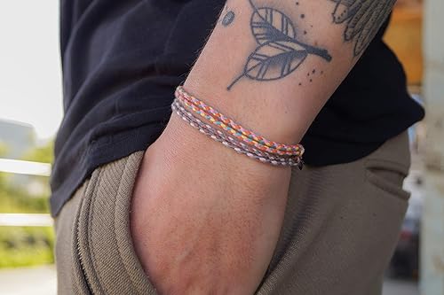 Miniatura 3 de Made by Nami Juego de 2 pulseras de cuerda ondulada para hombres y mujeres, impermeables, ajustables, trenzadas, delgadas, de verano, juego de 2