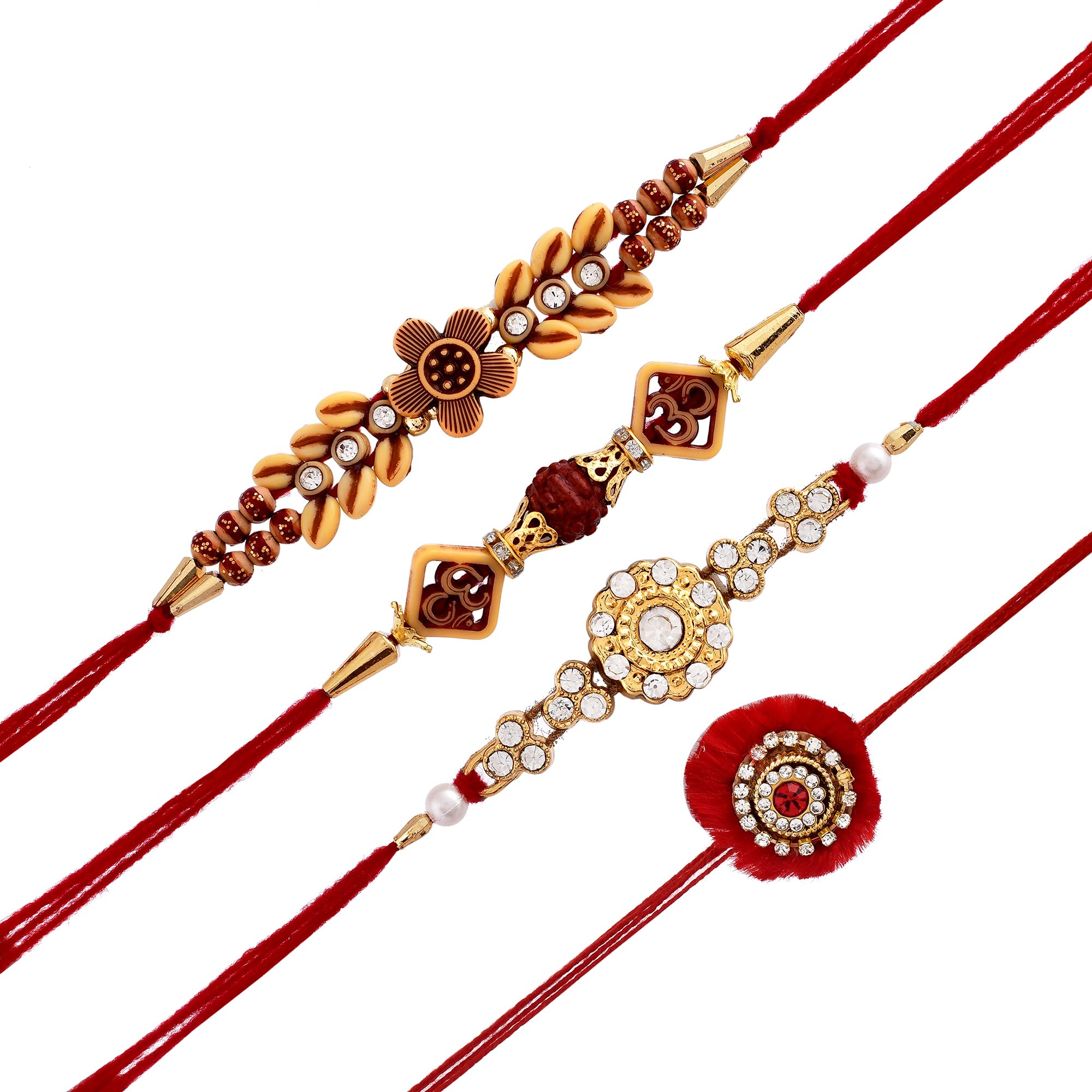 Collectible India Combo of 4 Rakhi For Brother and Bhabi - Rakhi For Brother Kids - Round Extensive Rakhi For Bhaiya Bhabhi/Flower Rakhi For Bhabhi/Rudraksh Rakhi (B08BC6XV32) Amazon Price History, Amazon Price Tracker