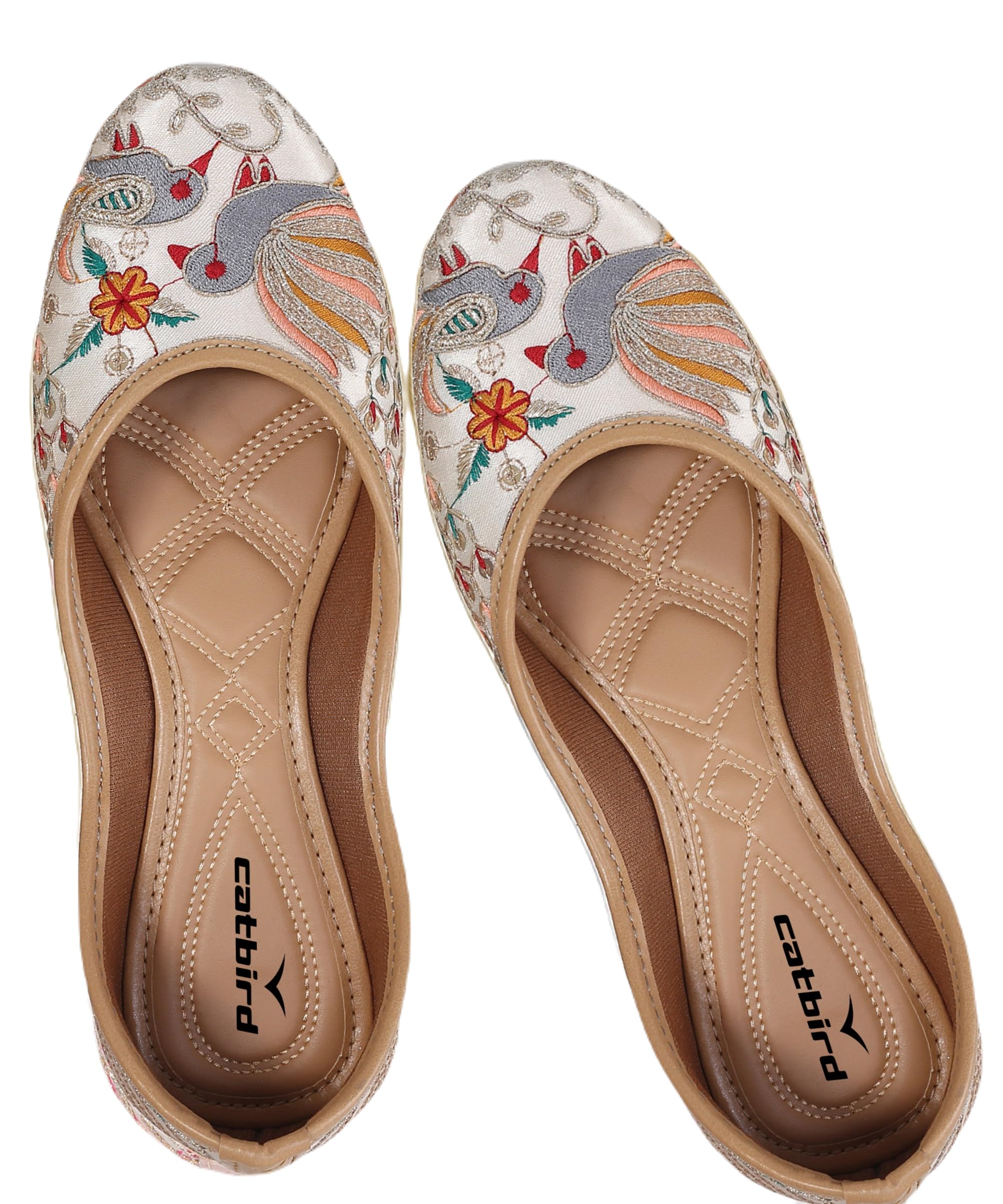 CatBird Womens Golden Colorful Bird Embroidered Flats Ethnic Shoes 9 UK (B0CZ47C1DR) Amazon Price History, Amazon Price Tracker